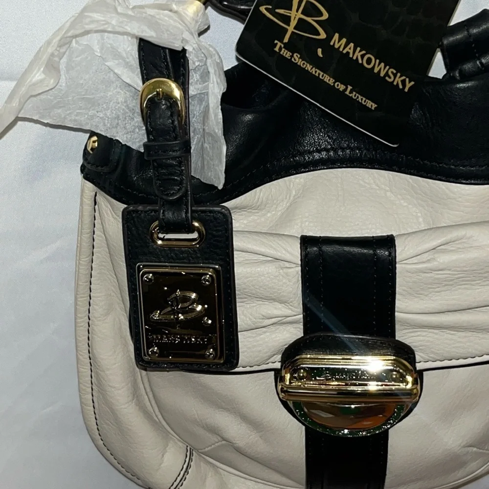 B. Makowsky, Black and Cream Crossbody, New with Tags
